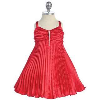  Baby Girls Red Satin Pleated Easter Flower Girl Pageant Dress 