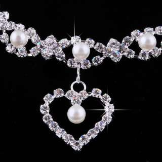 Y27962 imitate pearl heart womens Necklace Earring 1set  