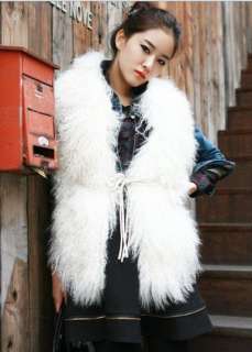 new womens fashion Mongolian Fur white/black warm waistcoat vest 