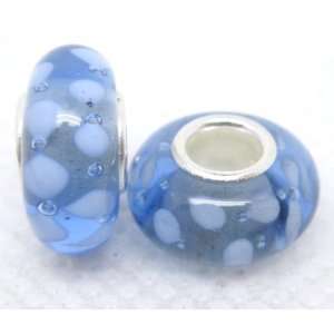  Bleek2Sheek Murano Glass Blue and White Dots Charm Beads 