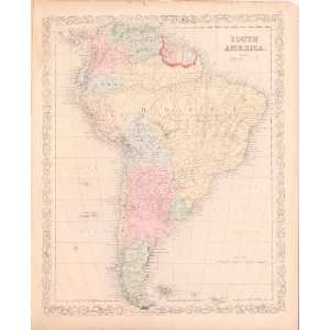  Antique Map of South America, 1860