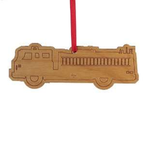 Advent Ornaments FIRE ENGINE , Laser Cut and Engraved Wood Christmas 