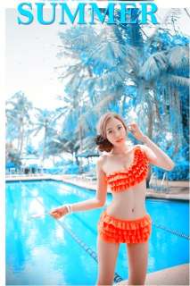 1051 NEW 2012 BINIKI Swimwear Swimsuit One Shoulder Padded LOTUS LEAF 