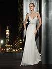 2012 new blue removable sash beading wedding dress custom size 8 10 
