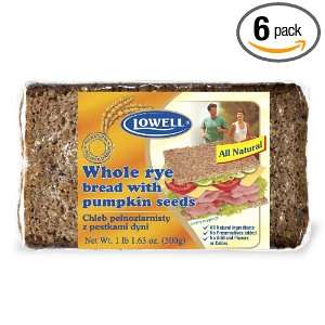 Lowell Foods Whole Grain Rye Bread with Pumpkin seeds, 17.6000 Ounce 