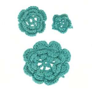  Riley Blake Sew Together Crochet Flowers 3pk Aqua By The 
