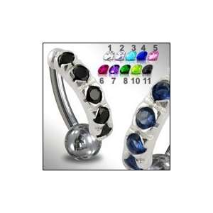  Jeweled Non Moving Reversed Belly Curve Body Jewelry 