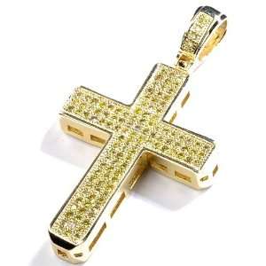  Mens Yellow CZ Cubic Zirconia Hip Hop Yellow Gold Plated 
