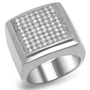   Zirconia Mens Flashy Hip Hop Iced Pinky Ring (0.87 inch wide) size 9