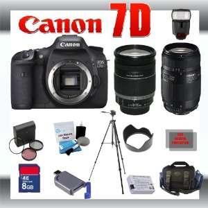  Canon EOS 7D Digital SLR Camera Body with Canon 18 200mm and Tamron 