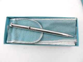 Vintage Tiffany & Co. Sterling Silver 925 T clip Ballpoint Pen w/Bag 