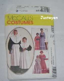 McCalls Pilgrim Quaker Costume Pattern 8 10 Uncut 2337  