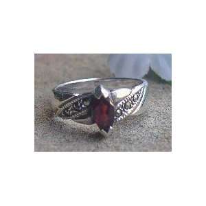  Sterling Silver Marcasite Garnet Ring size 6.5 Jewelry