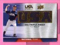 AR) 2009 UD USA Baseball T.J. WALZ 3x Jersey RC  