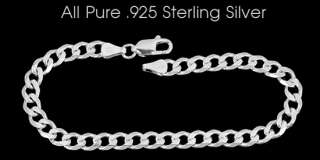 New Mens .925 Sterling Silver Cuban Link Bracelet 9in.  