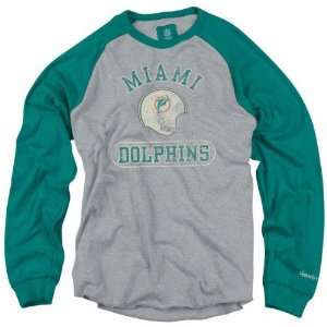  Reebok Miami Dolphins Vintage Raglan Long Sleeve Crew T 