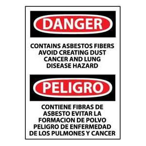Bilingual Vinyl Sign   Danger Contains Asbestos Fibers Avoid Creating 