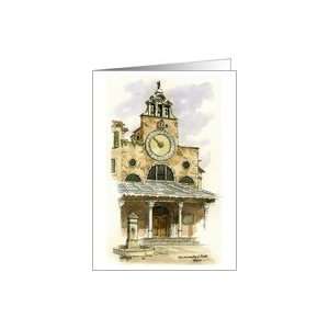  Watercolor painting of Rialto Clock, Venice Card Health 