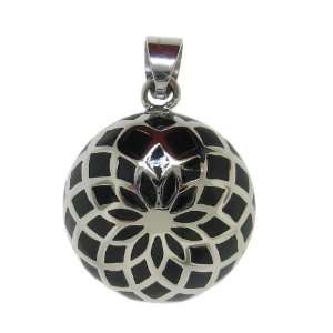   With Black Enamel Accenting Round Pendant Necklace With Chain Jewelry