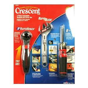  Crescent 3 Piece Adustable Wrench & Driver Set LED Light 