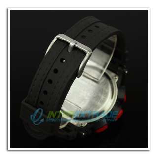 Dual Cores/Time Zones Digital Analog Rubber Band Sport Cool Men Wrist 
