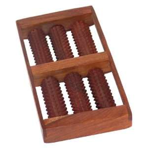 Wooden Acupressure Foot Massager with Spiked Rollers simultaneously 
