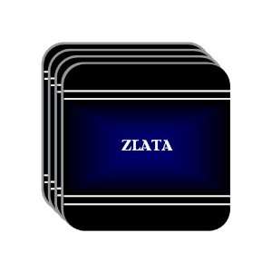 Personal Name Gift   ZLATA Set of 4 Mini Mousepad Coasters (black 