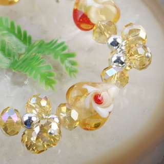 Crystal Lampwork Heart beads Bracelet 7 L2964  