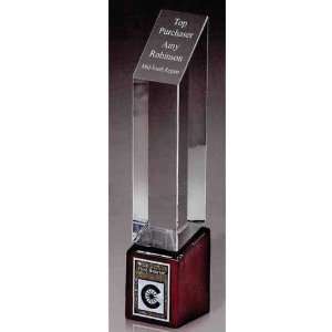 10 1/4 x 2 1/8   Award with a column of crystal with cherry 