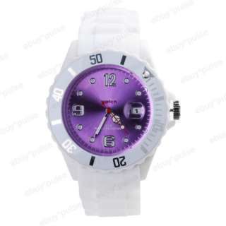   Band Date Calendar Jelly Unisex Sport Quartz Wrist Watch Gift  