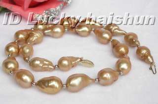 20mm baroque champagne Reborn Keshi pearl necklace 14K  