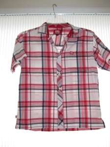 Boys Red ECKO UNLTD Plaid Collared Button Up Shirt L  