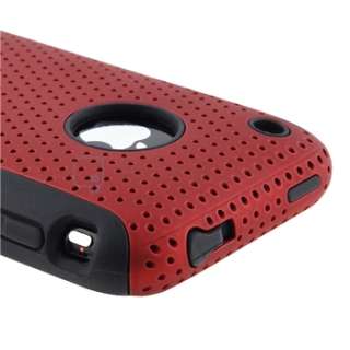   Silicone Skin Soft Gel / Red Meshed Hard Case Cover For iPhone 3 G 3GS
