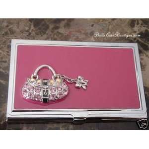  Jeweled Business Card Case  Lipstick Jungle Pink Handbag Beauty