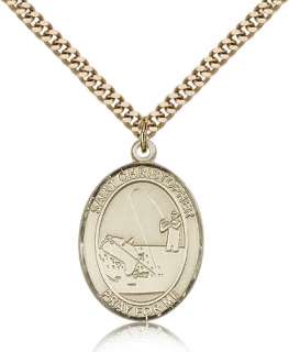 Gold Filled St Christopher Pendant Fishing Medal Patron  