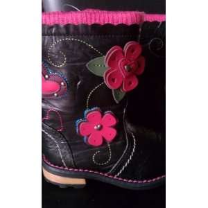   Girl Toddler Size 7 with Pink Leather Flowers & Hearts TOO CUTE Baby