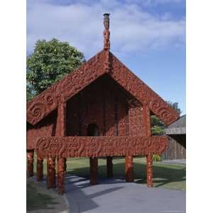  Exterior of Maori House, Whakarewarewa, Rotorua, North Island, New 