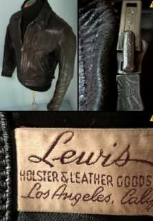 RARE★ Vintage 30s 40s LEWIS Leather Horsehide Motorcycle POLICE 