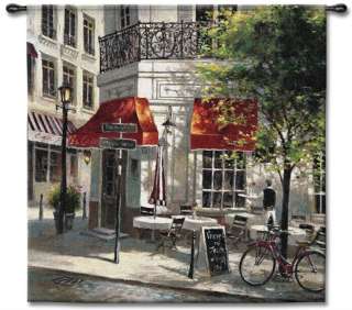 FRENCH CORNER CAFE EUROPEAN STREET SCENE WALL TAPESTRY  