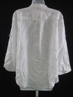 SAKS FIFTH AVE THREADS White Linen Shirt Top Size 4  