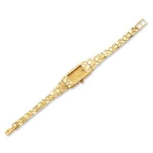 14k 585 Solid 7 Gold Ladies Rectangular Champagne Watch 15x31mm Dial 