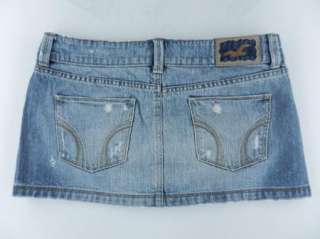 Hollister Distressed Denim Jean 100% Cotton MINI Skirt Womens Sz 5 7 