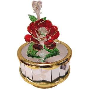  Red Rose Glass Music Box