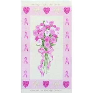  44 Wide Passionately Pink Rose Bouquet Panel Pink/Cream 