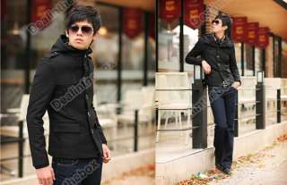 2012 Fashion Men Slim fit Woolen Short Trench Coat Jacket Outerwear 4 
