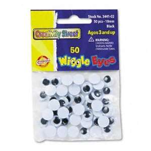   3441 02 Round Black Wiggle Eyes  10mm  Black  50/Pack Toys & Games