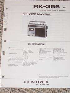Centrex Pioneer RK 356 TV Radio Cassette Service Manual  