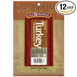 Old Wisconsin Turkey Sticks, 5 Ounce Packages (Pack of 12)  