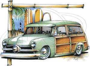 1949 1951 FORD WOODY WOODIE BEACH SURF CAR T SHIRT S XL  
