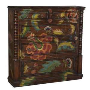solid wood chest with spindle trim decorative antiqued hardware 